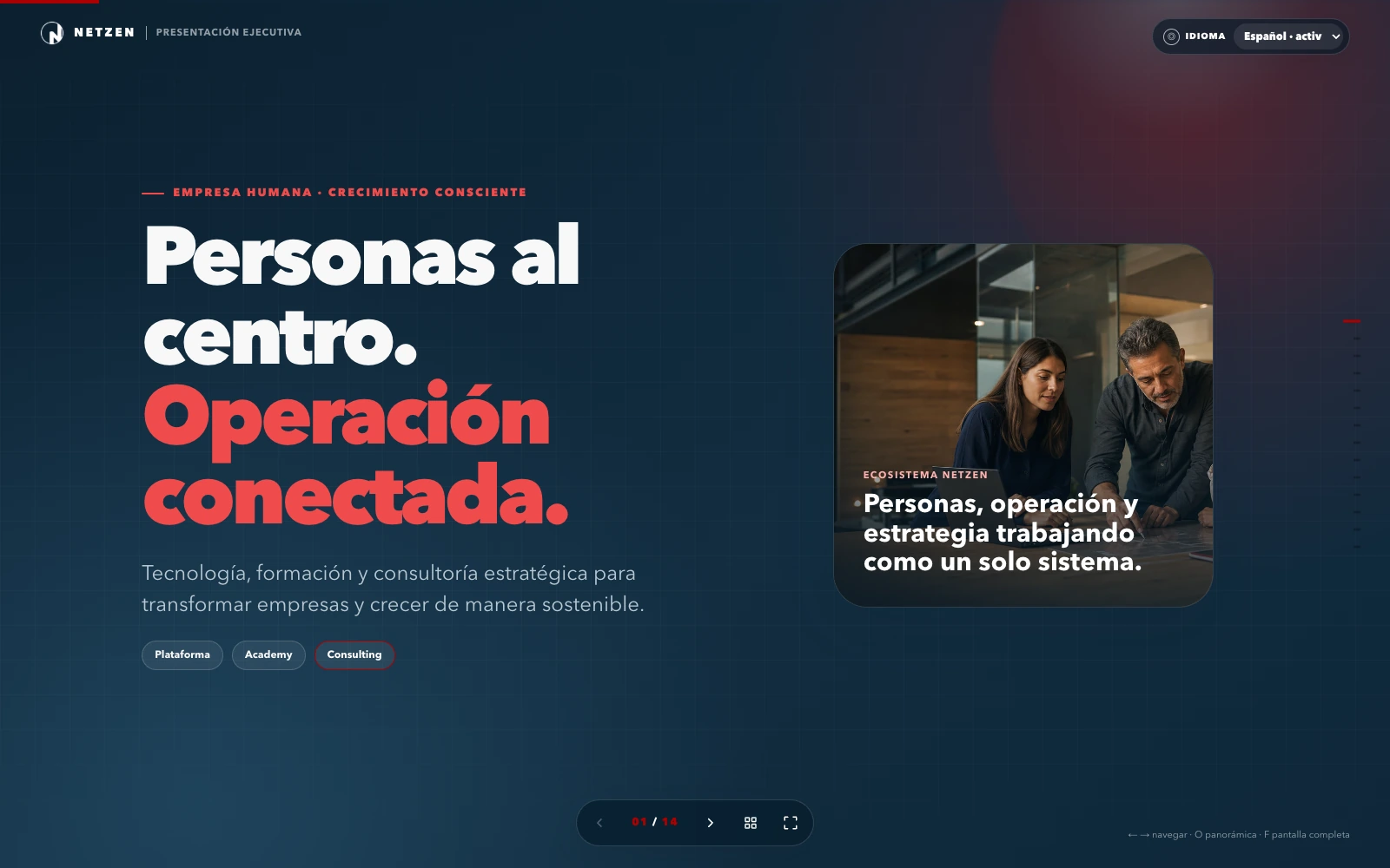 Portada real de la presentación comercial de NETZEN